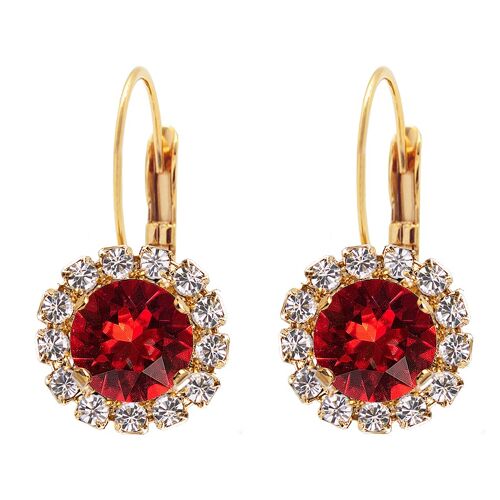 Luxurious earrings, 8mm crystal - gold - siam