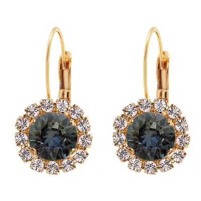 Luxurious earrings, 8mm crystal - gold - Black Diamond