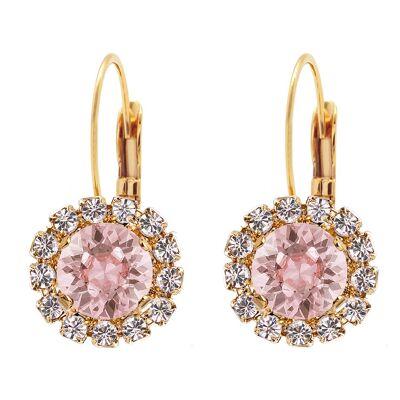 Luxurious earrings, 8mm crystal - gold - vintage rose