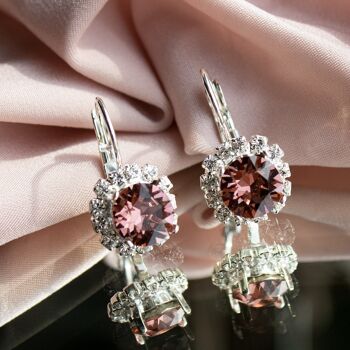 Boucles d'oreilles luxueuses, cristal 8mm - or - rose vintage 3