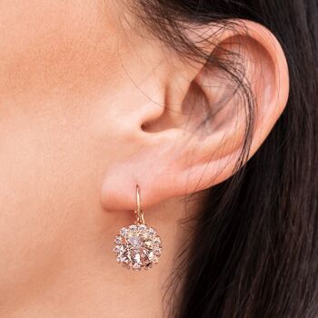 Boucles d'oreilles luxueuses, cristal 8mm - or - Opale blanche 2