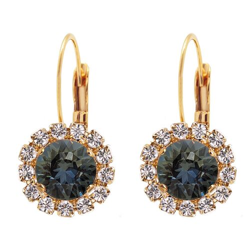 Luxurious earrings, 8mm crystal - silver - Black Diamond