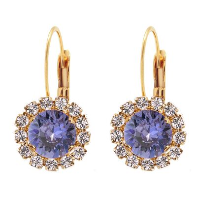 Luxurious earrings, 8mm crystal - silver - tanzanite