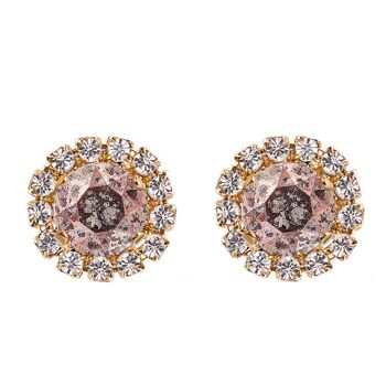 Clous luxueux, cristal 8mm - or - patine rose 1