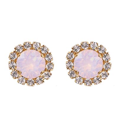 Uñas de lujo, cristal de 8 mm - oro - Ópalo de agua de rosa