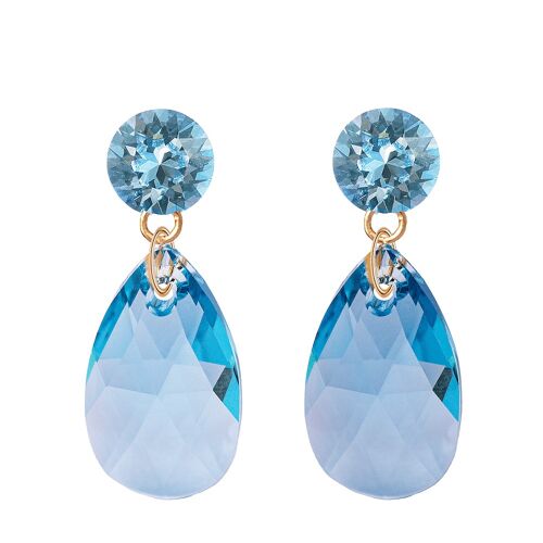 Drop earrings Nagliņas, 22mm crystal - gold - Aquamarine