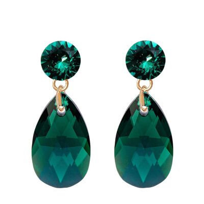 Drop earrings Nagliņas, 22mm Crystal - Gold - Emerald