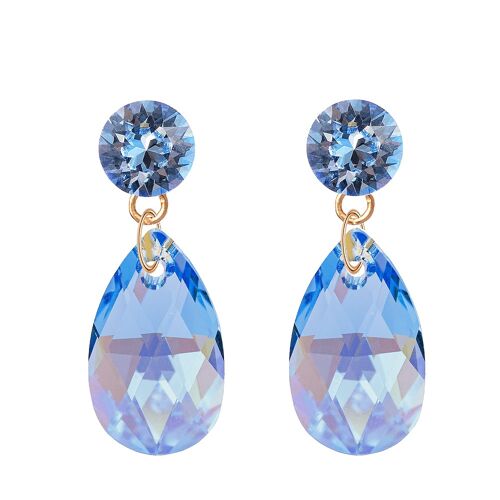 Drop earrings Nagliņas, 22mm Crystal - Gold - Light Saphire