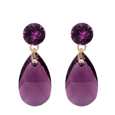 Drop earrings Nagliņas, 22mm Crystal - Silver - Amethyst