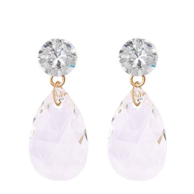 Drop earrings Nagliņas, 22mm Crystal - Silver - Crystal