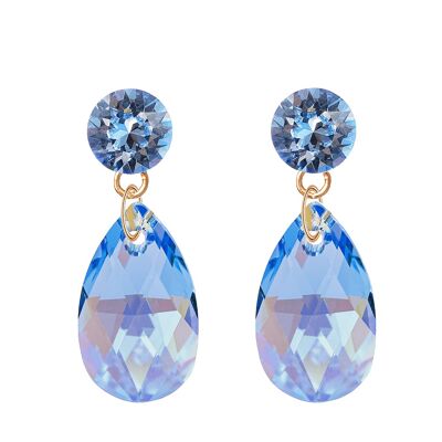 Drop earrings Nagliņas, 22mm Crystal - Silver - Light Saphire