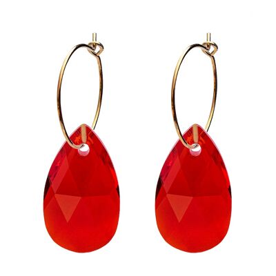 Large drops of drop earrings with a circle, 22mm crystal - gold - siam
