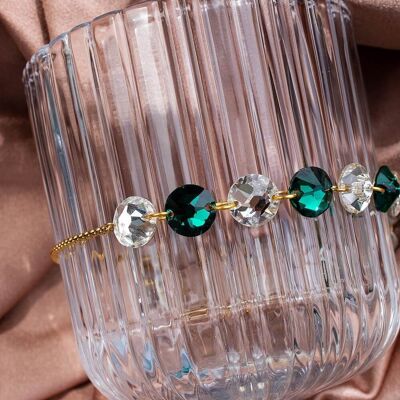 Piernas apretadas con cristales - oro - esmeralda / cristal