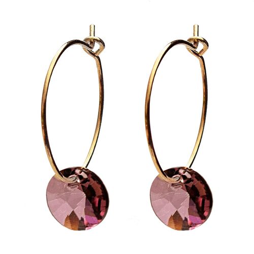 Mini -ring earrings, 8mm crystal - gold - antique pink
