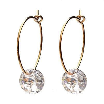 Mini -ring earrings, 8mm crystal - gold - crystal