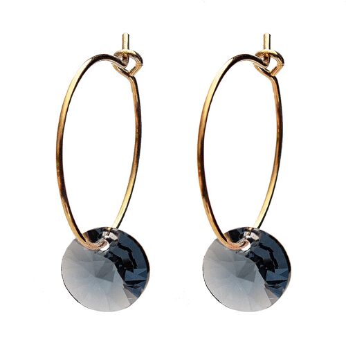 Mini -ring earrings, 8mm crystal - gold - Denim Blue