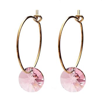 Boucles d'oreilles mini-anneaux, cristal 8mm - or - Light Rose 1