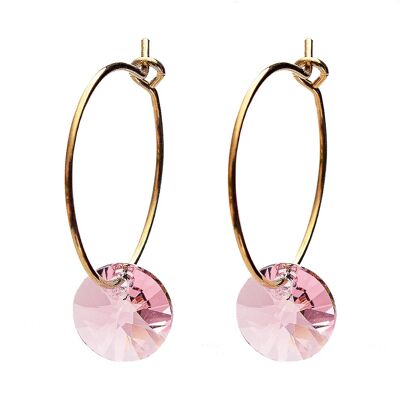 Mini -ring earrings, 8mm crystal - gold - Light Rose