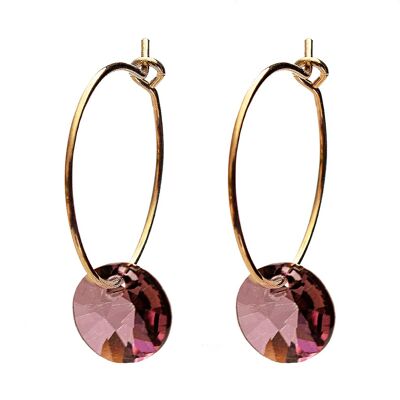 Mini orecchini ad anello, cristallo 8mm - argento - rosa antico