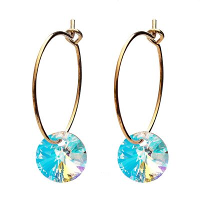 Mini -ring earrings, 8mm crystal - silver - aurore borale