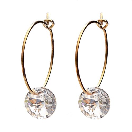 Mini -ring earrings, 8mm crystal - silver - crystal