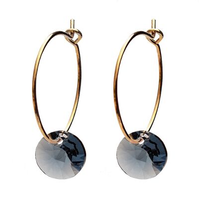 Mini -ring earrings, 8mm crystal - silver - Denim Blue