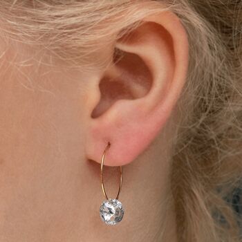 Boucles d'oreilles mini-anneaux, cristal 8mm - argent - Bleu Denim 2
