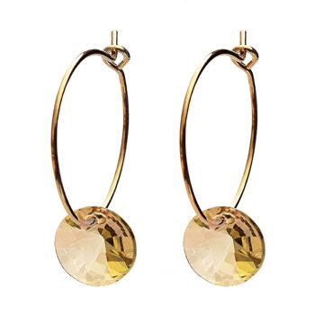 Boucles d'oreilles mini-anneaux, cristal 8mm - argent - Golden Shadow 1