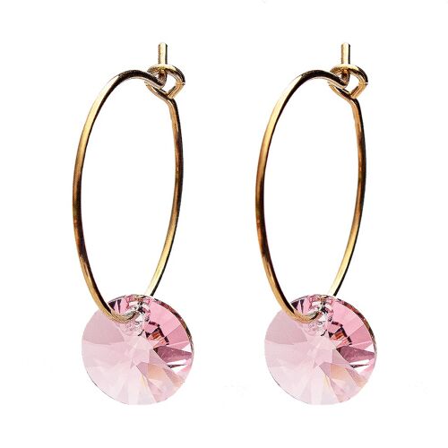 Mini -ring earrings, 8mm crystal - Silver - Light Rose