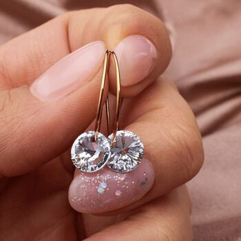 Boucles d'oreilles mini-anneaux, cristal 8mm - Argent - Light Rose 3