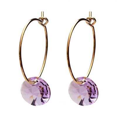 Mini -ring earrings, 8mm crystal - silver - Violet