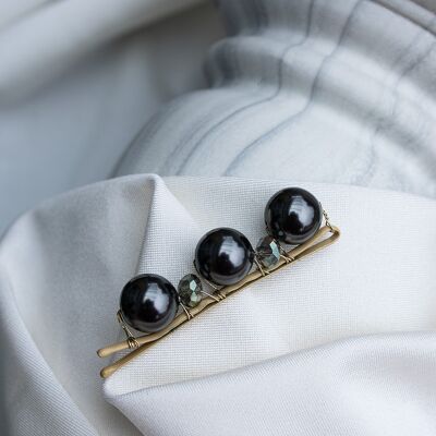 Big Hair Buckle with Pearls - Dark Gray