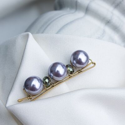Big Hair Clip with Pearls - Lavender