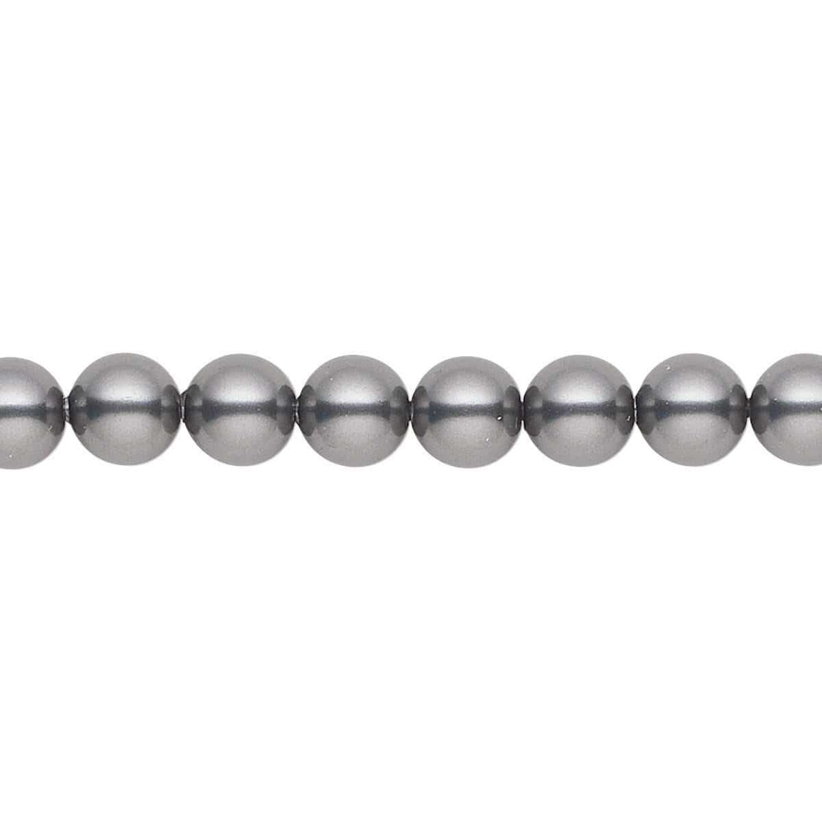 Beinkette mit Perlen - Silber - Grau