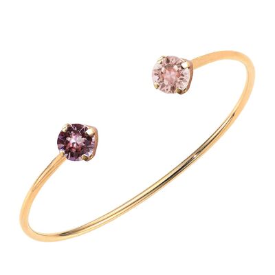 Two crystal bracelet, 8mm crystals - Gold - Blush Rose /Vintage Rose