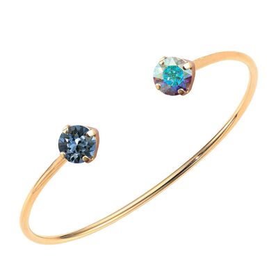 Two crystal bracelet, 8mm crystals - gold - Denim / Aurore Boreale