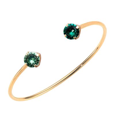 Two crystal bracelet, 8mm crystals - gold - Erinite / Emerald