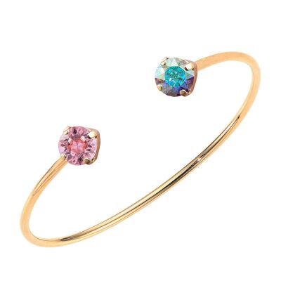 Bracciale due cristalli, cristalli 8mm - Oro - Rosa Chiaro / Aurore Boreale