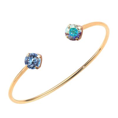 Armband mit zwei Kristallen, 8 mm Kristalle – Gold – heller Saphir / Aurore Boreale