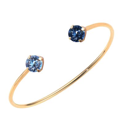 Armband mit zwei Kristallen, 8 mm Kristalle – Gold – Light Saphire / Montana
