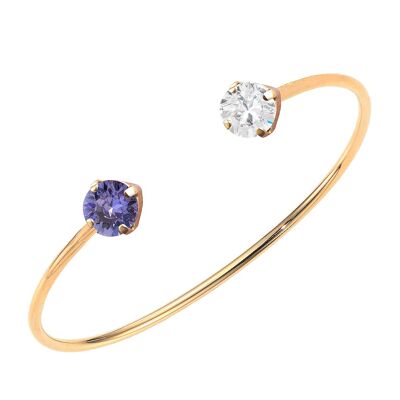 Two crystal bracelet, 8mm crystals - gold - Tanzanite / Crystal