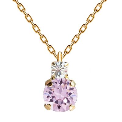 Two crystal necklace, 8mm crystal - gold - Light Amethyst