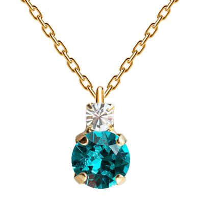 Two crystal necklace, 8mm crystal - silver - Blue Zircon