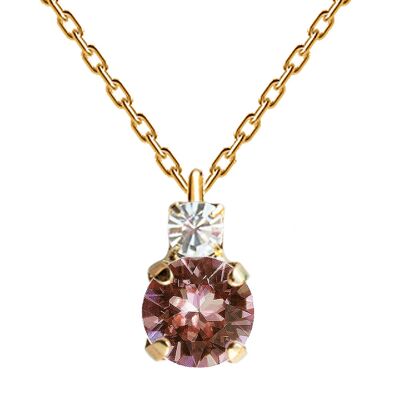 Two crystal necklace, 8mm crystal - gold - blush Rose