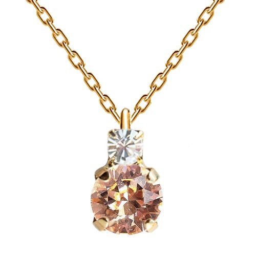 Two crystal necklace, 8mm crystal - gold - Light Peach