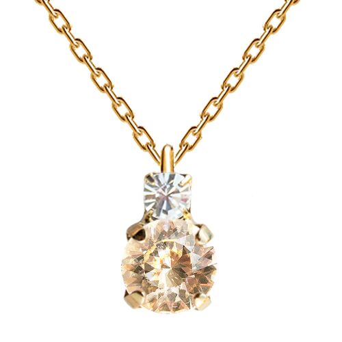 Two crystal necklace, 8mm crystal - gold - Golden Shadow