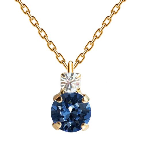Two crystal necklace, 8mm crystal - gold - montana