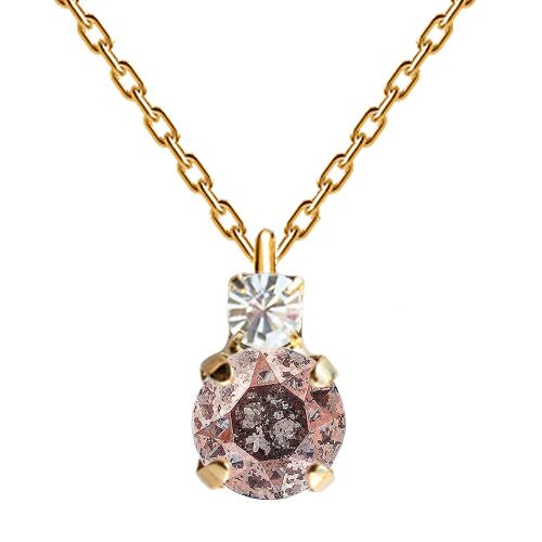 Two crystal necklace, 8mm crystal - gold - Rose Patina