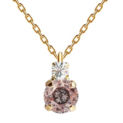 Collier deux cristaux, cristal 8mm - argent - Patine Rose