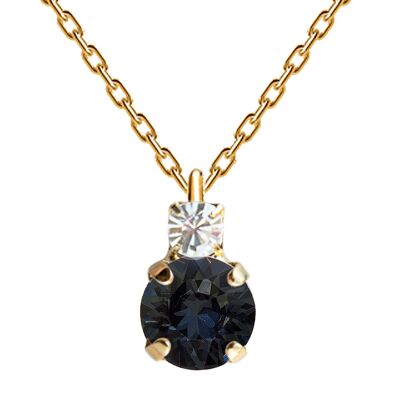 Two crystal necklace, 8mm crystal - gold - Black Diamond